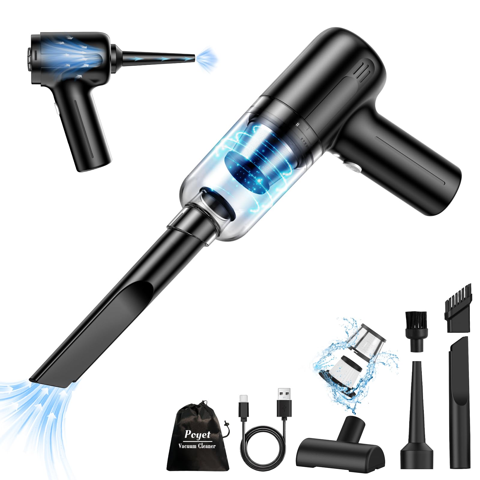 Mini Wet/Dry Vacuum Cleaner for Car + Home - Compact & Powerful