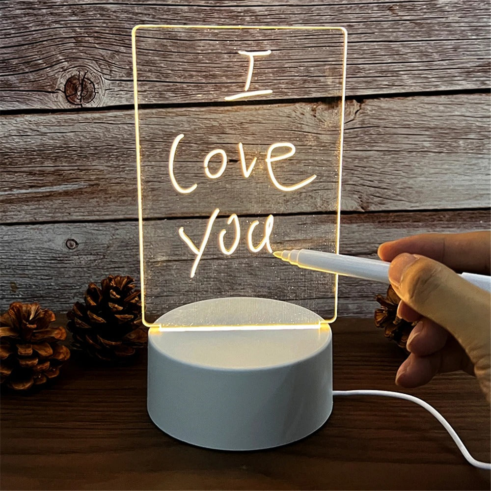 Luminous Acrylic Night Light Erasable Message Board - Write, Glow, Repeat