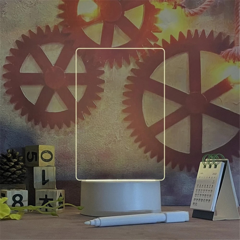 Luminous Acrylic Night Light Erasable Message Board - Write, Glow, Repeat