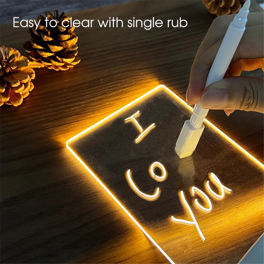 Luminous Acrylic Night Light Erasable Message Board - Write, Glow, Repeat